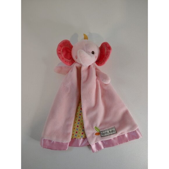 Kids Preferred Healthy Baby Pink Elephant Lovey Security Blanket Plush Polka Dot - Picture 1 of 5